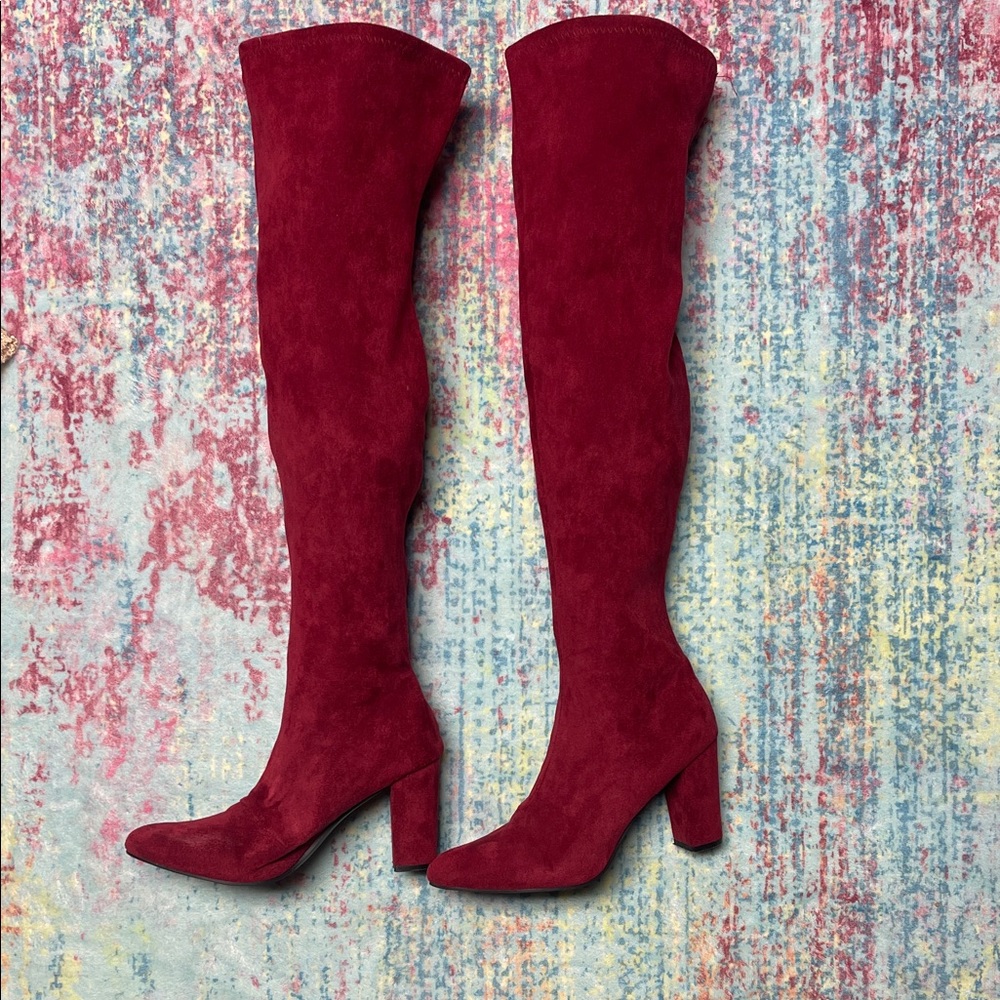 Elegant Red Over the Knee Boots